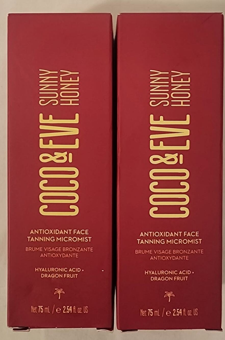 2‑Pack - Coco & Eve Sunny Honey Face Tanning Micromist – 75mL Each – NEW